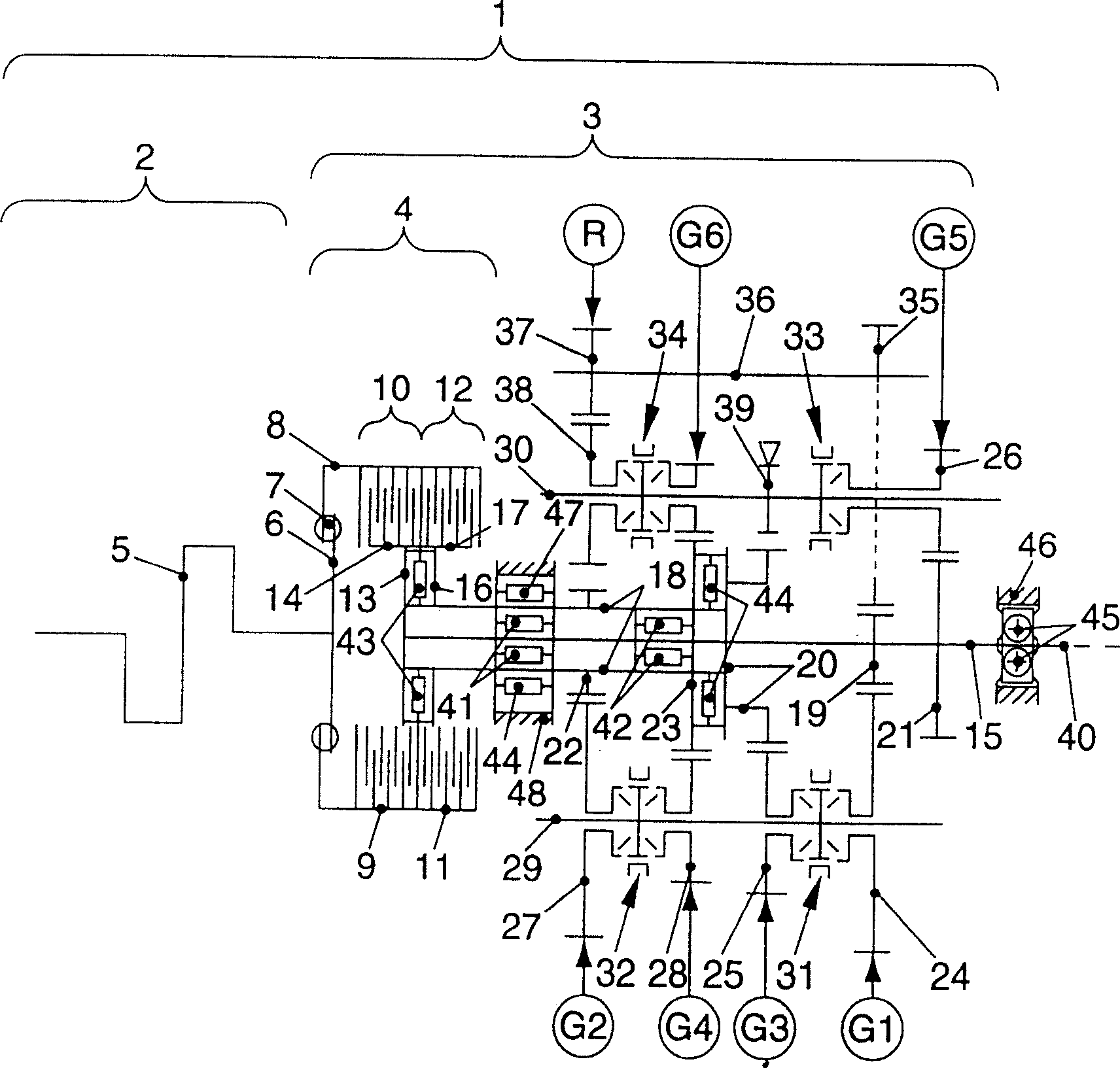 Twin-clutch transmission and bearing system for the input shafts of a twin-clutch transmission