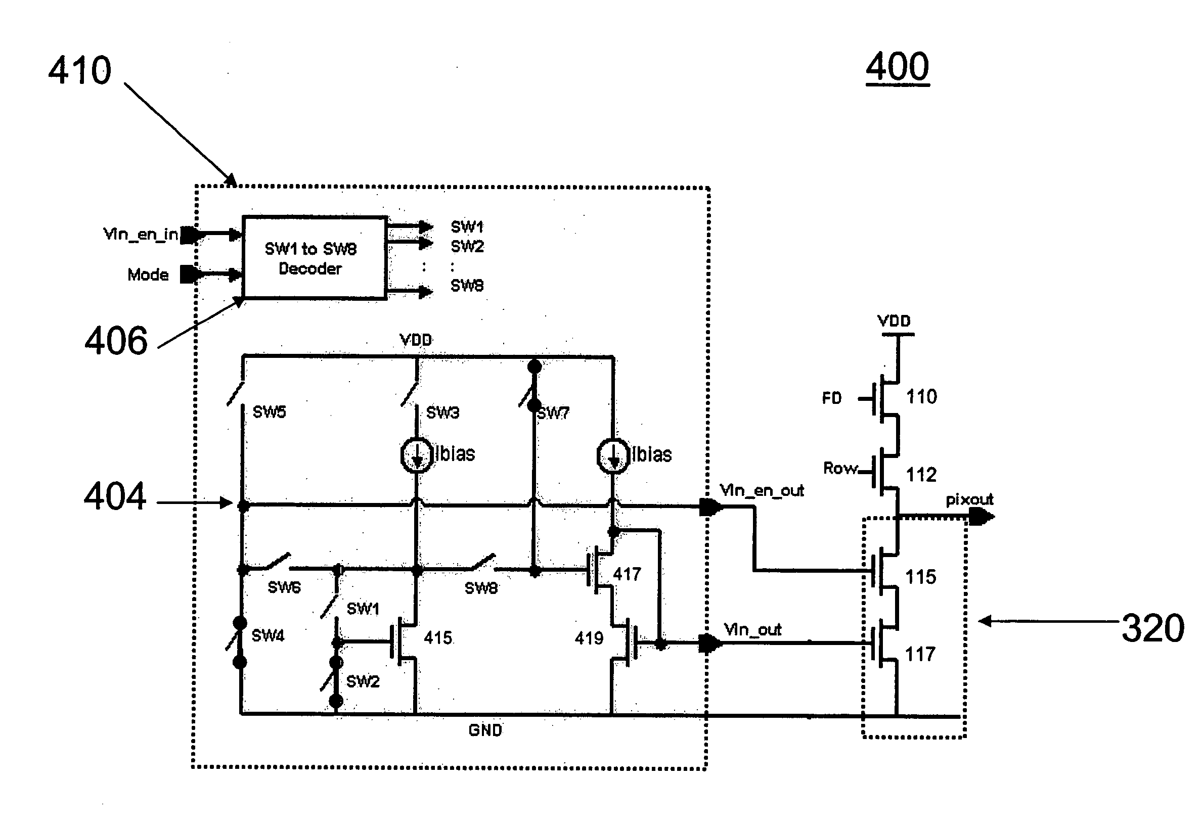 Simple/cascode configurable current source for image sensor