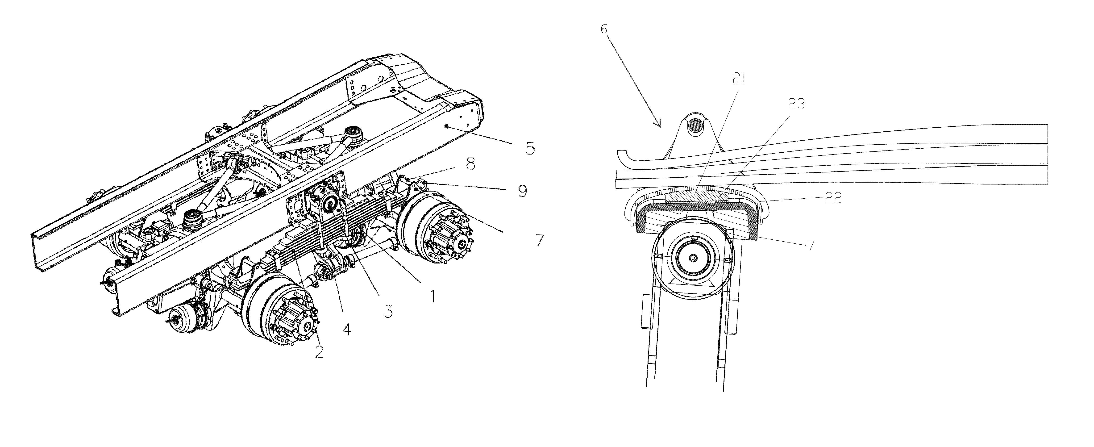 Rear bogie-type suspension