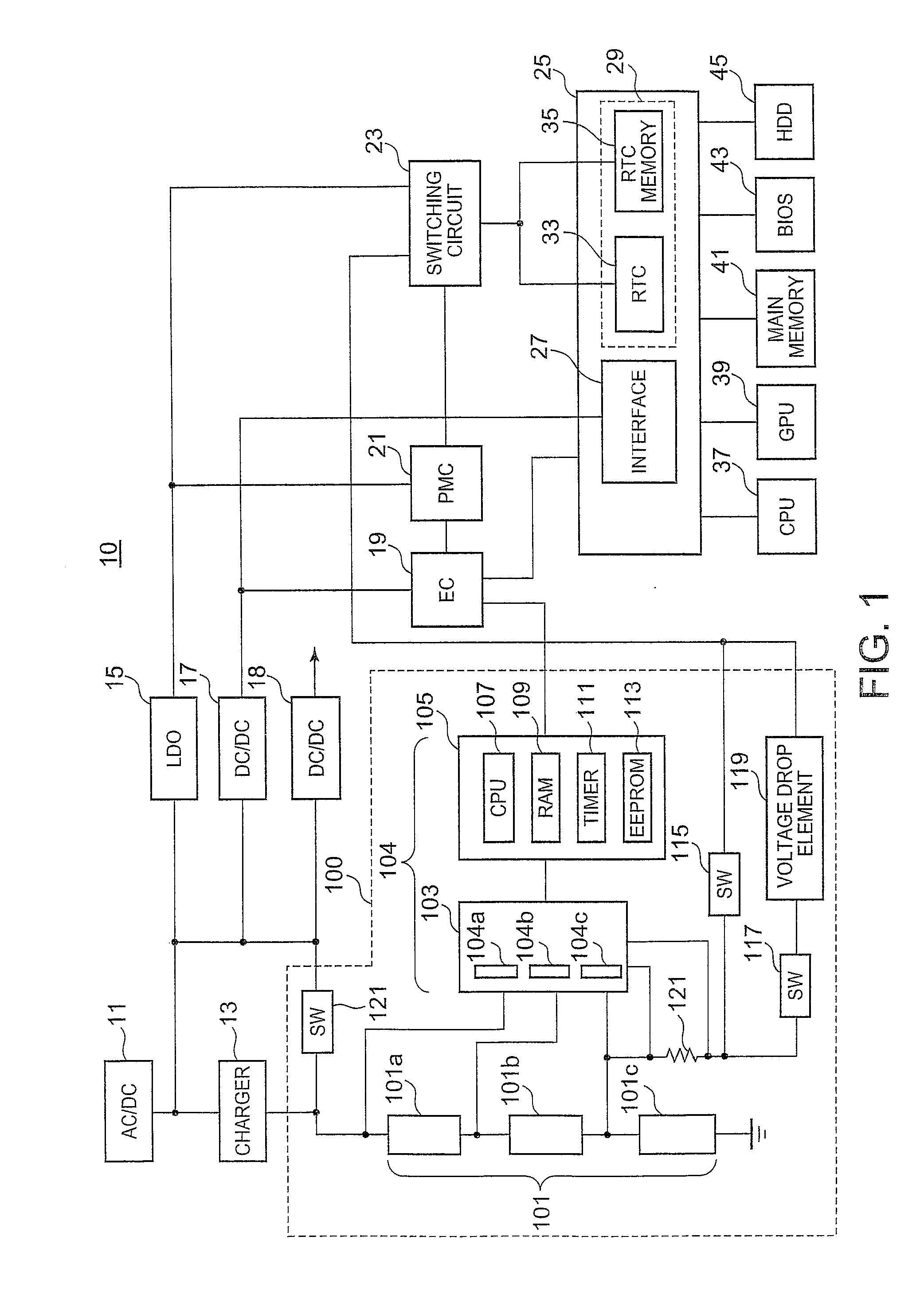 Electric Power System for Portable Electronic Device Having a Timekeeping Circuit