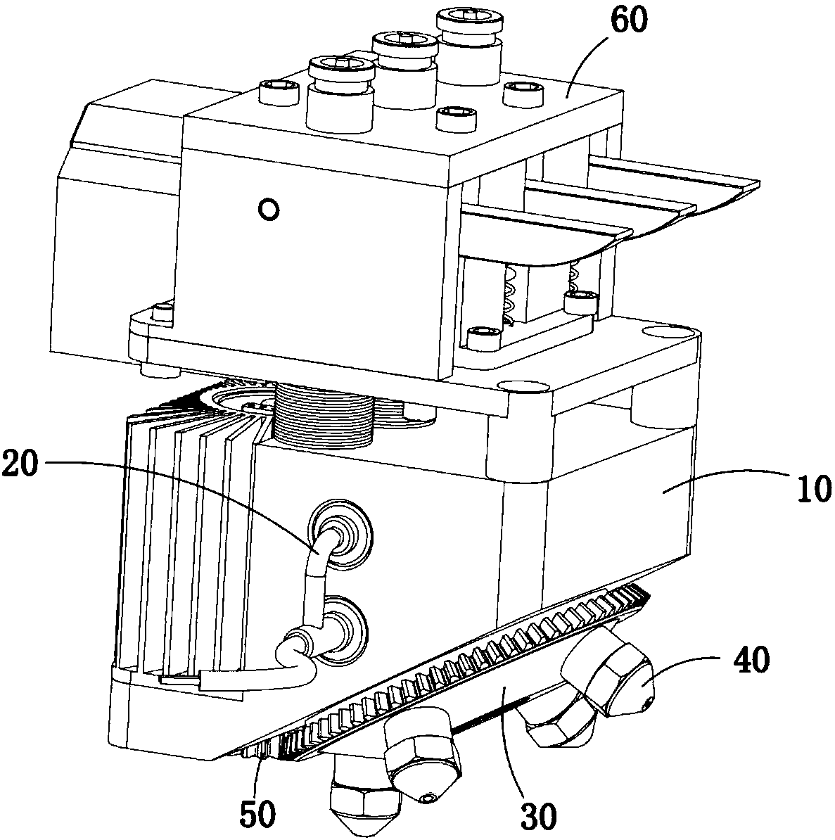 Colour printer used for multicolor raw material differential velocity feeding