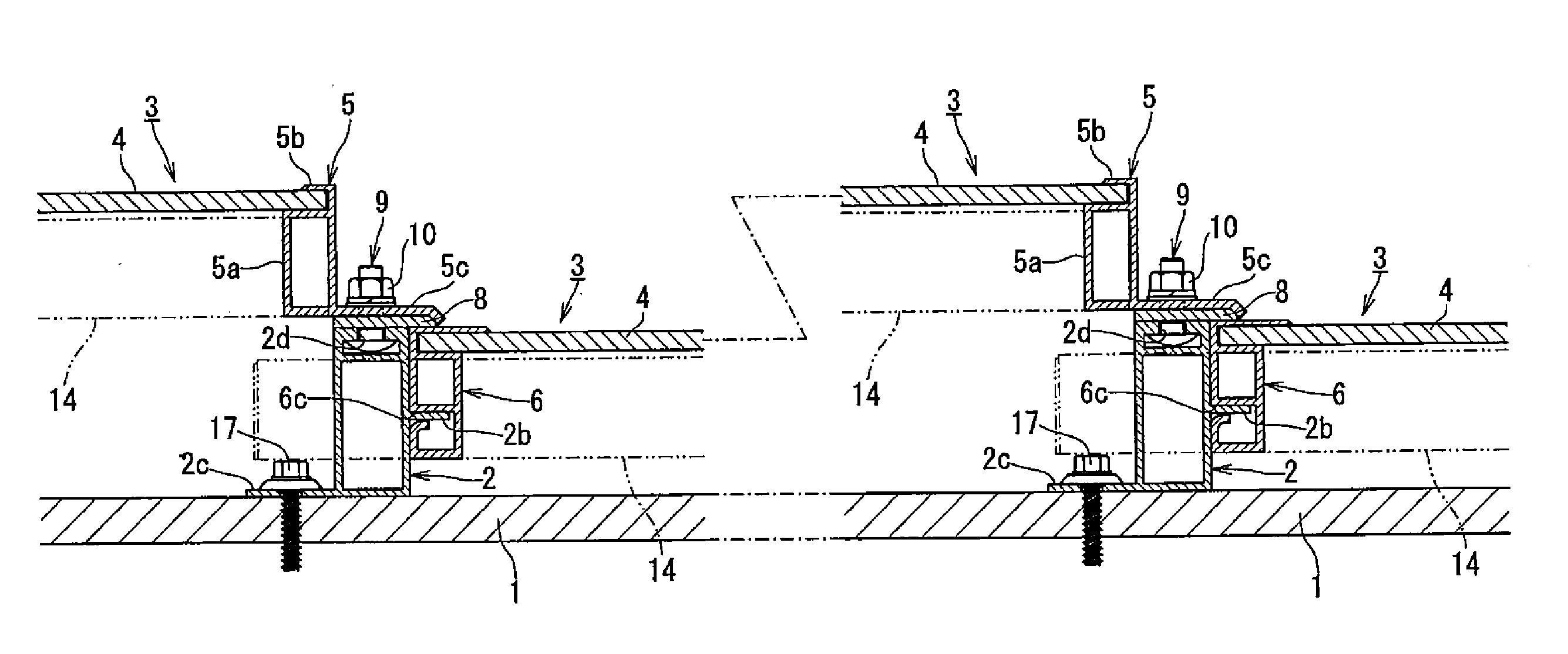 Installation structure of solar cell module