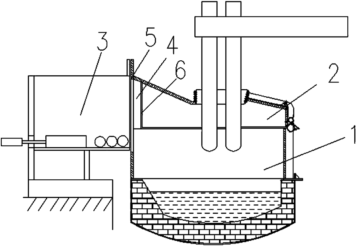 Opening structure of a scrap steel preheating type electric arc furnace