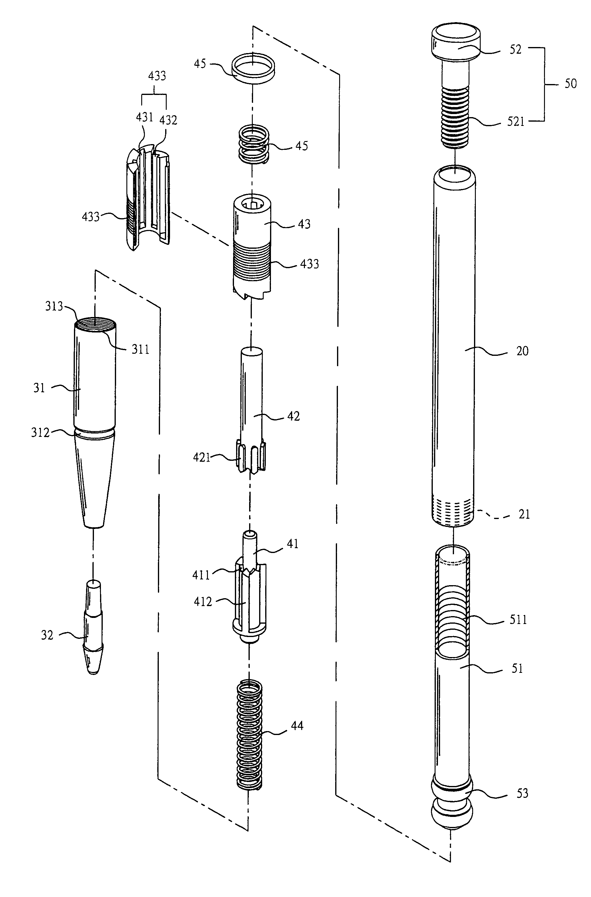 Retraction mechanism of light pen