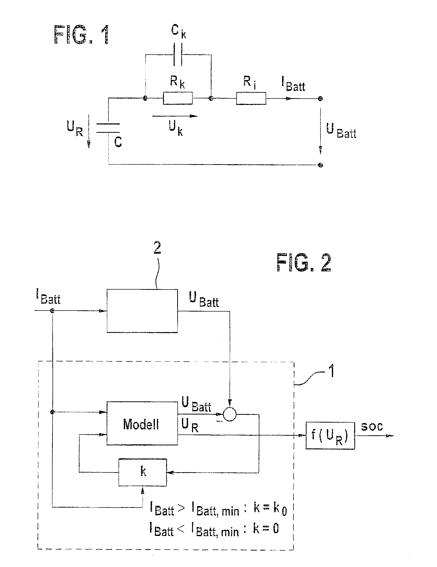 Method and arrangement for determination of the state of charge of a battery
