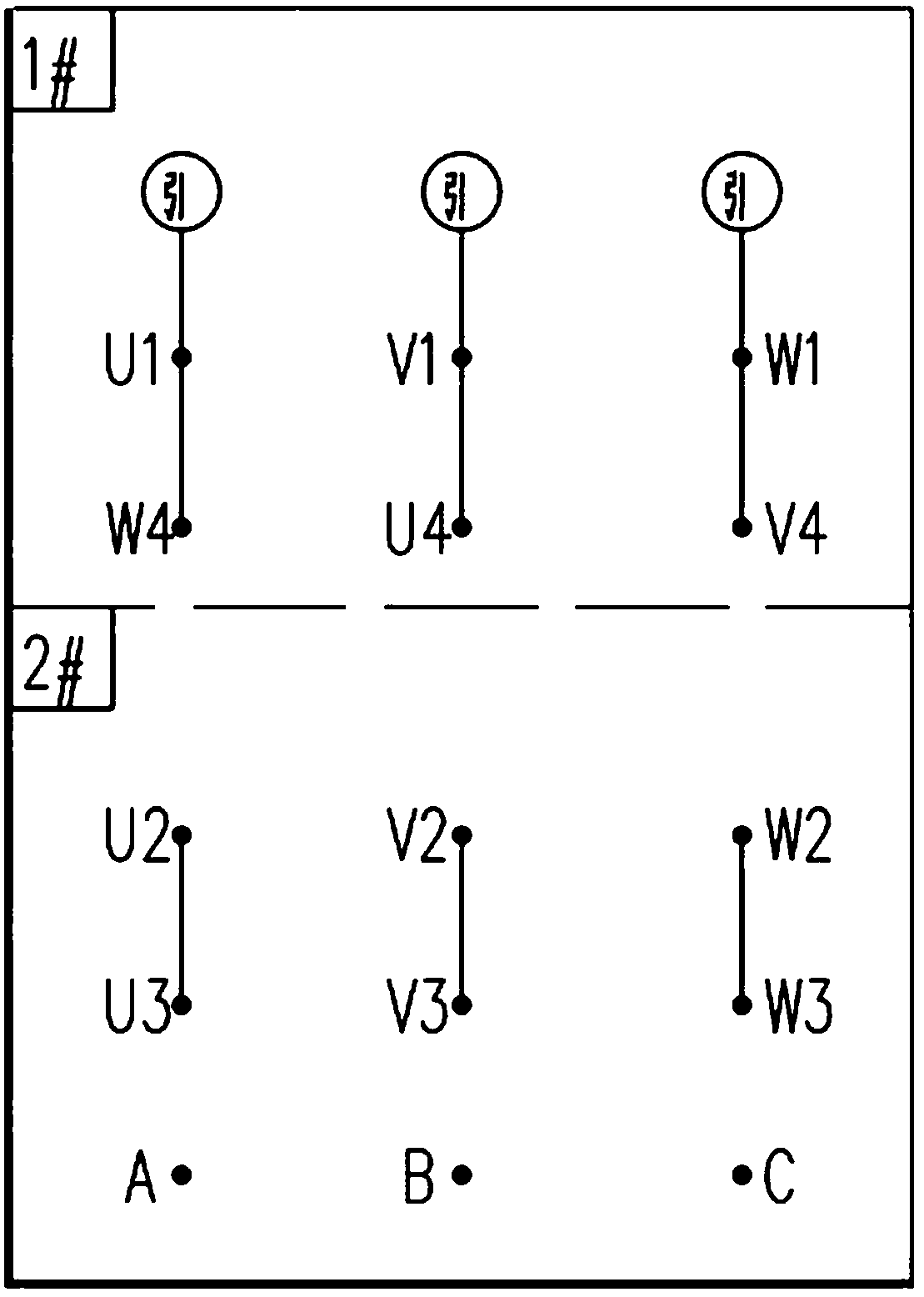 A method for realizing single and double star-delta connection switching of a motor by using a double-outlet box