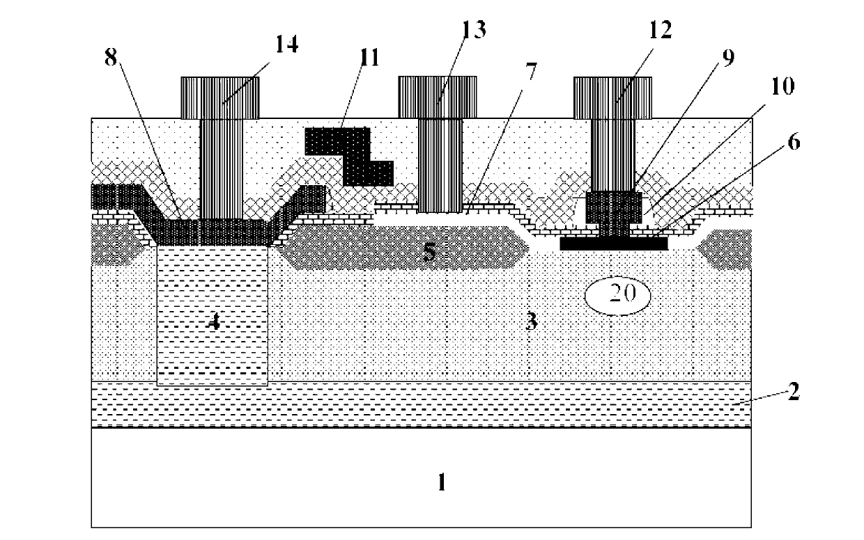 Heterojunction bipolar transistor with electrode shielding structure and manufacturing method thereof