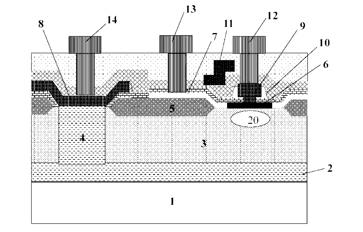 Heterojunction bipolar transistor with electrode shielding structure and manufacturing method thereof