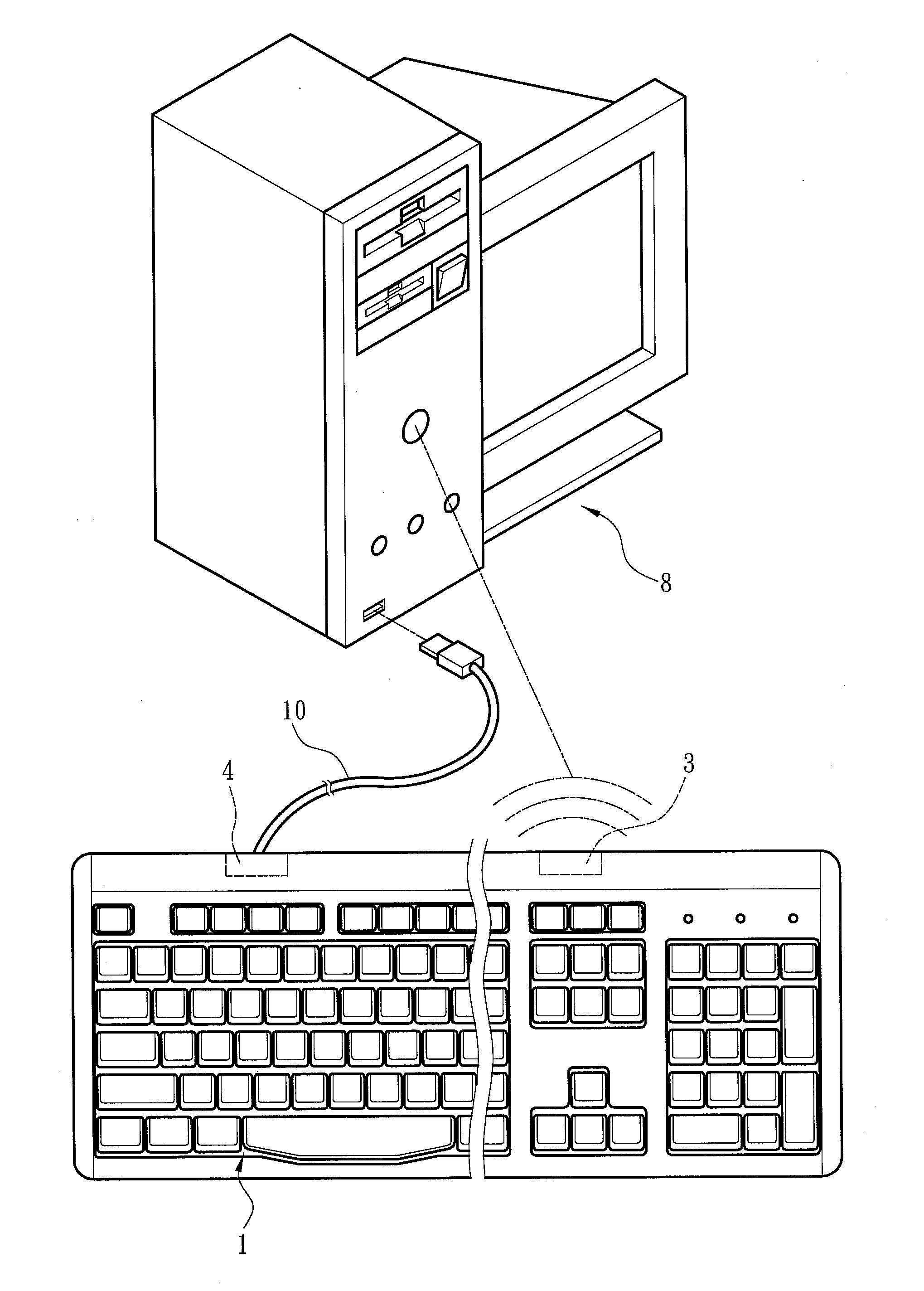 Keyboard providing self-detection of linkage