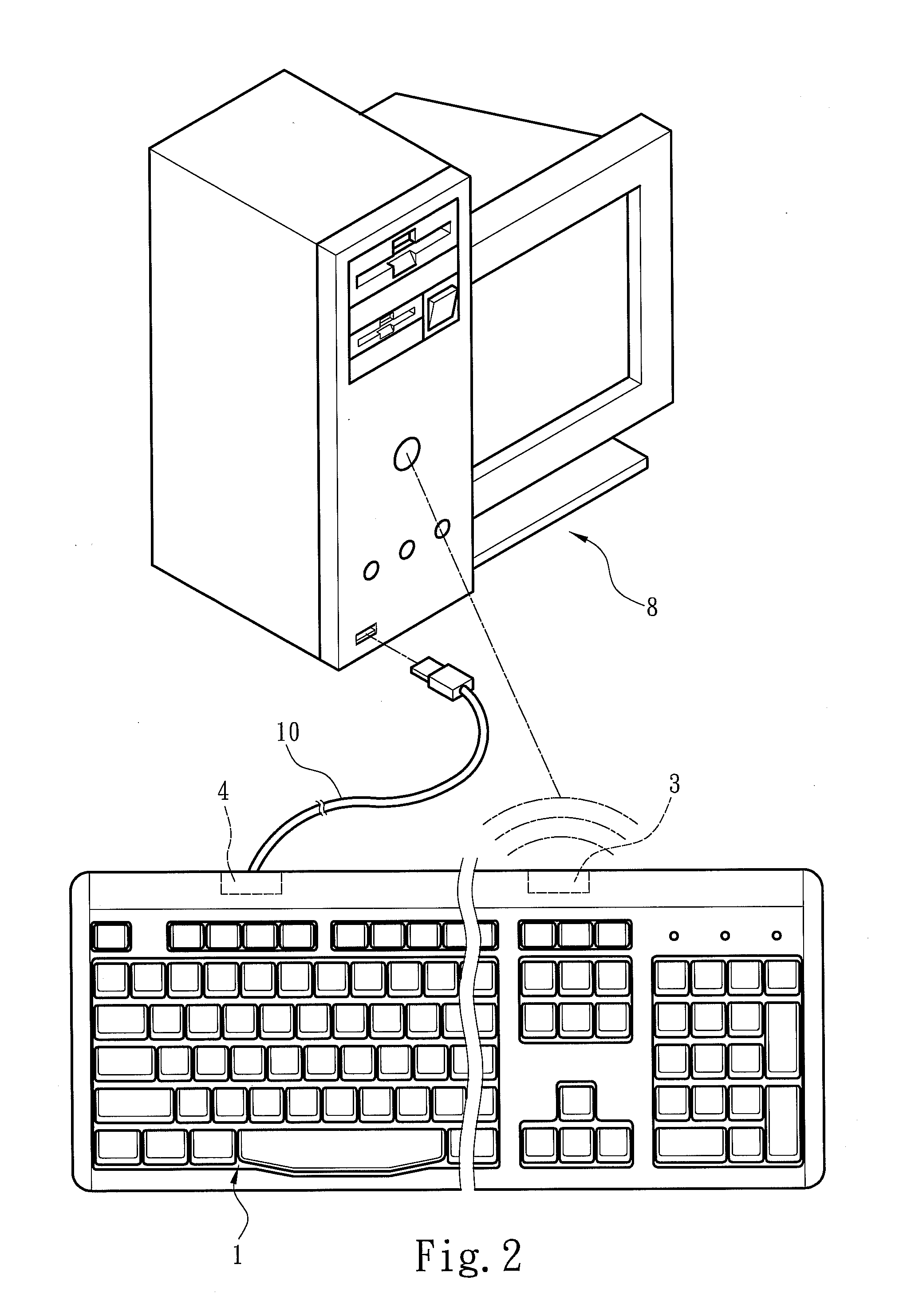 Keyboard providing self-detection of linkage