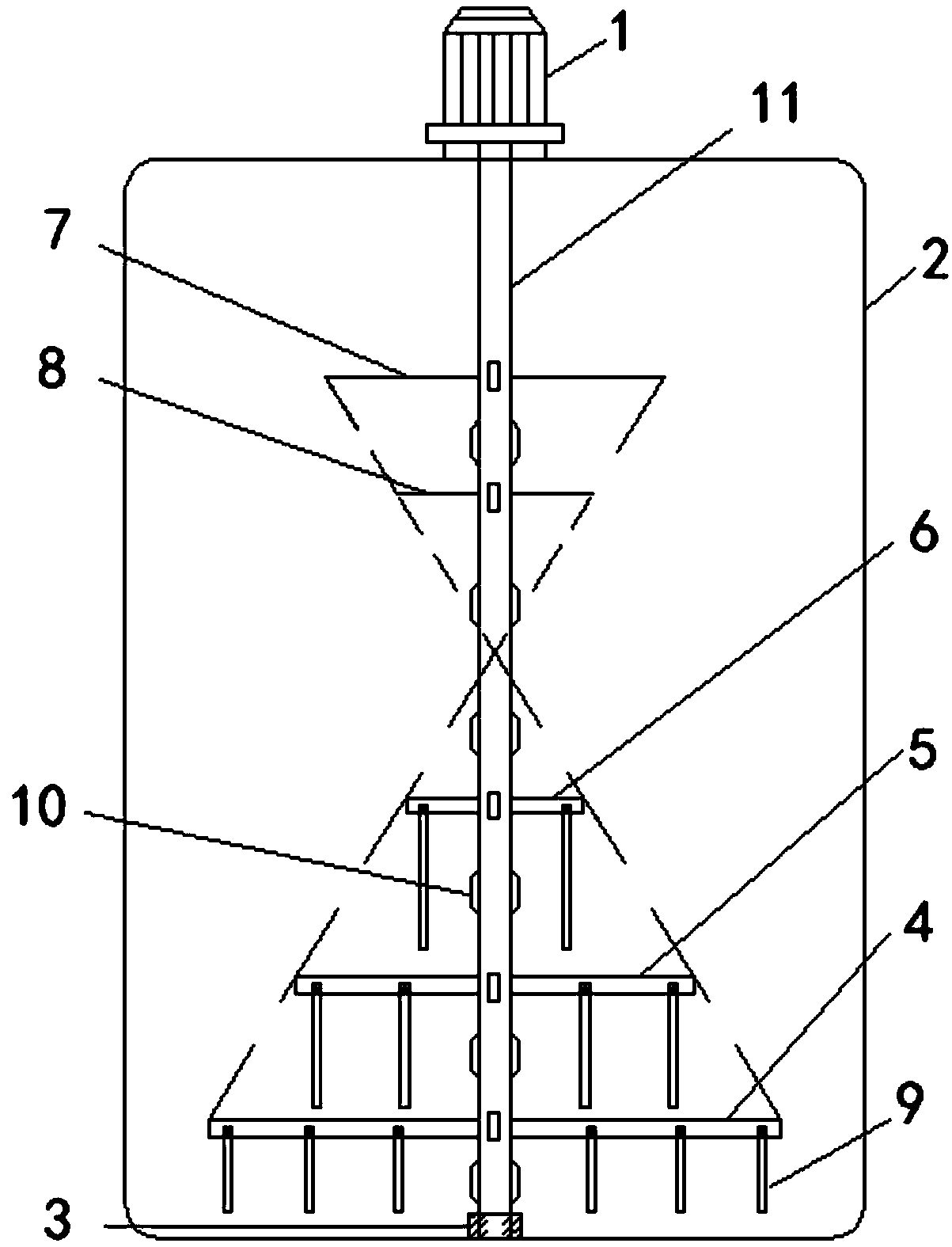 Simple and efficient two-way stirring device for production of white carbon black