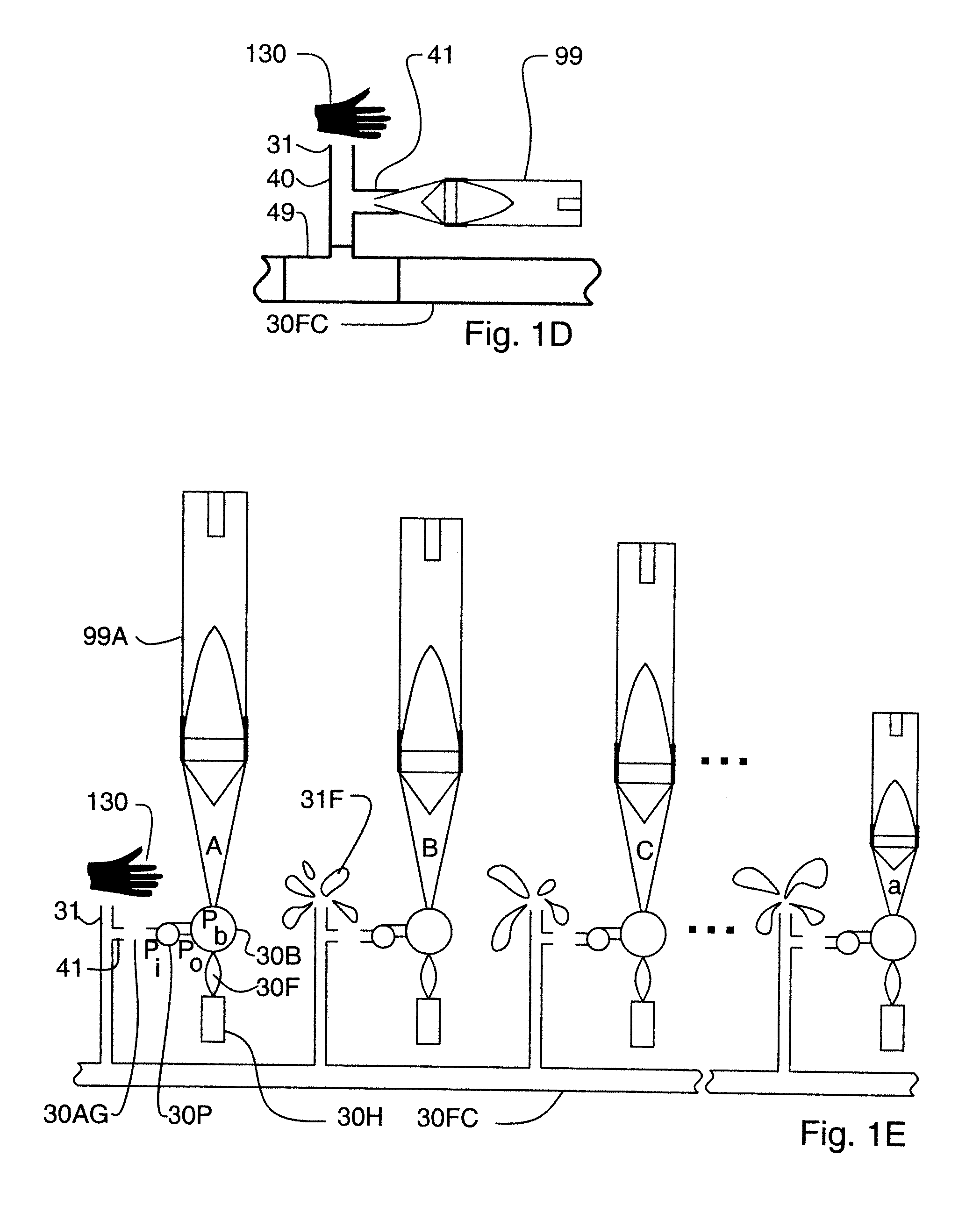 Fluid user interface such as immersive multimediator or iinput/output device with one or more spray jets