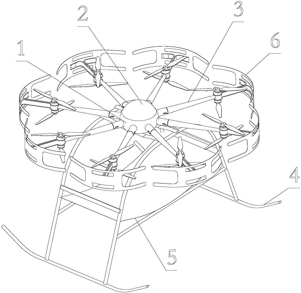 Multi-rotor aircraft body made of composite material and preparation method
