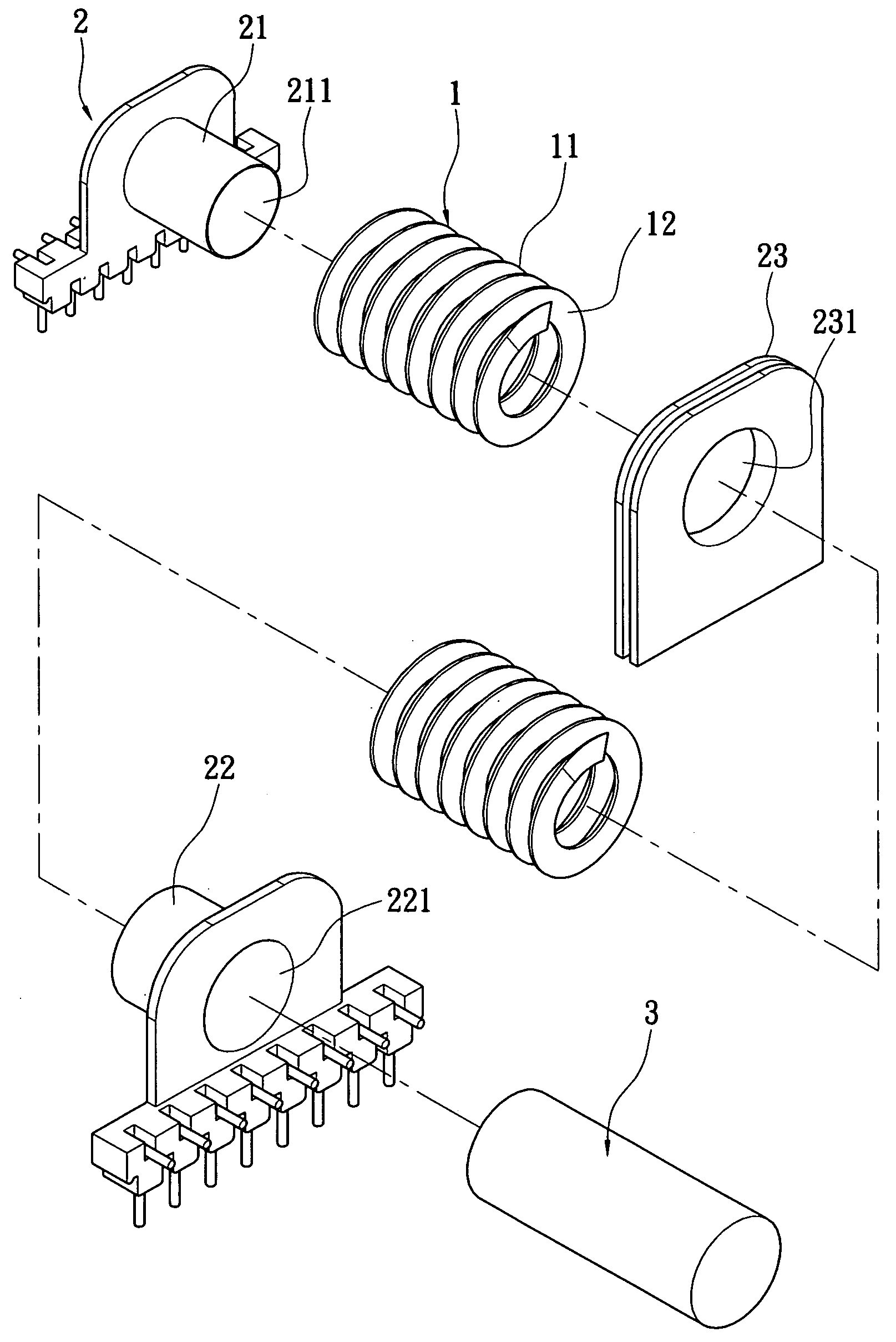 Transformer and spiral flat winding thereof