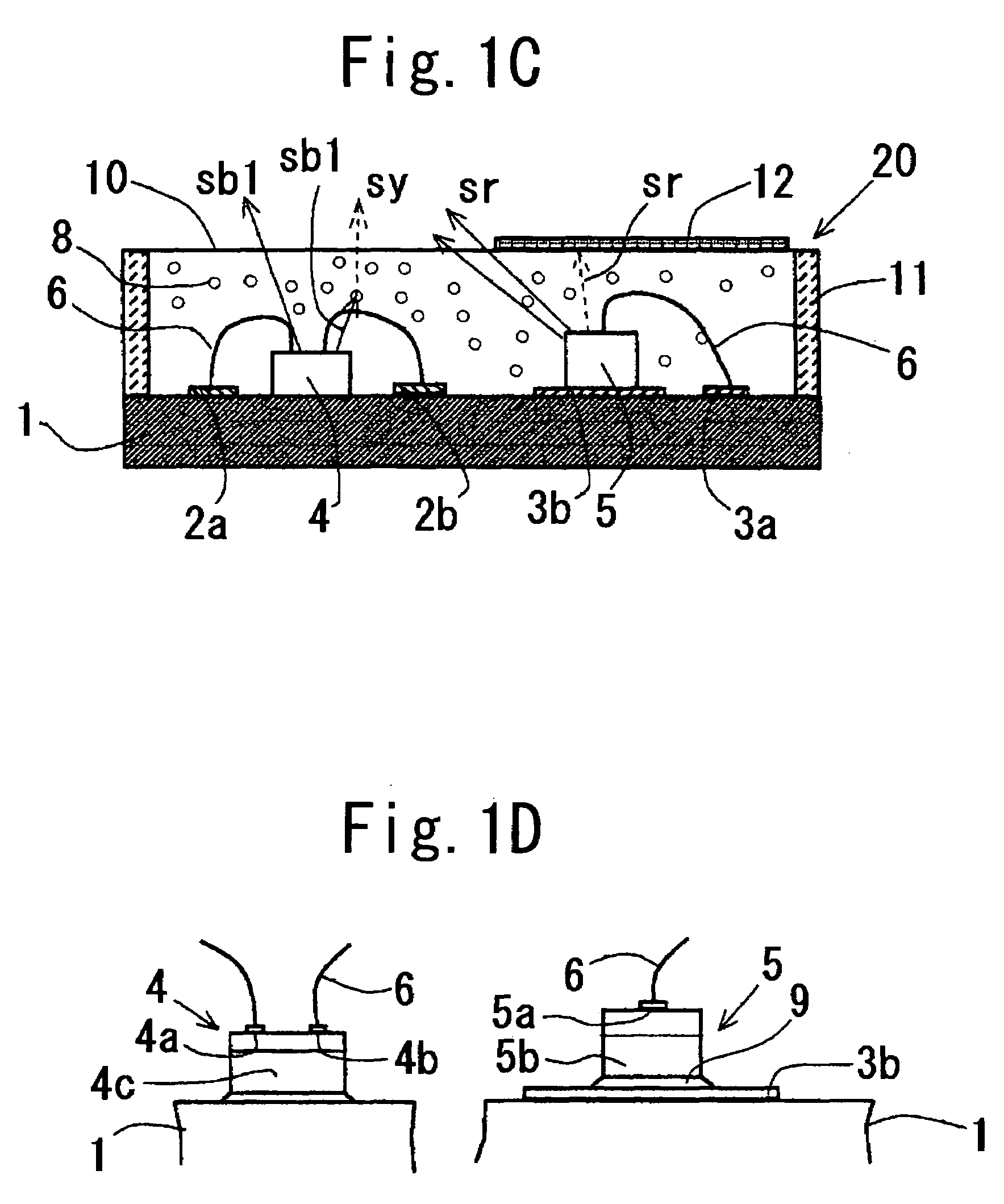 White light emitting diode with first and second LED elements