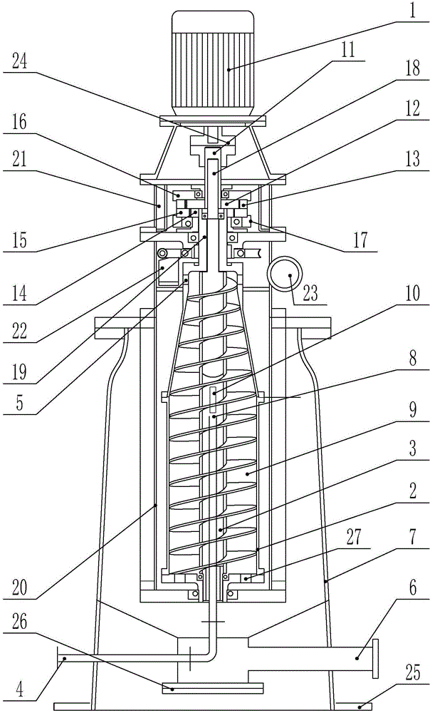 Vertical-type sedimentation centrifuge for continuous unloading