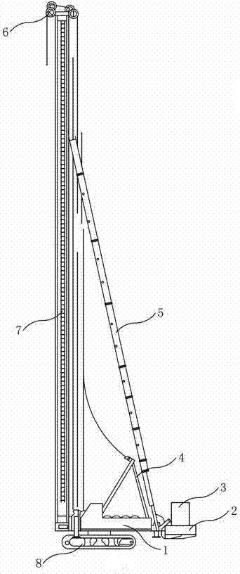 Device for drilling rock and embedding rock-socketed prestressed pipe pile by down-hole hammer and construction method of device