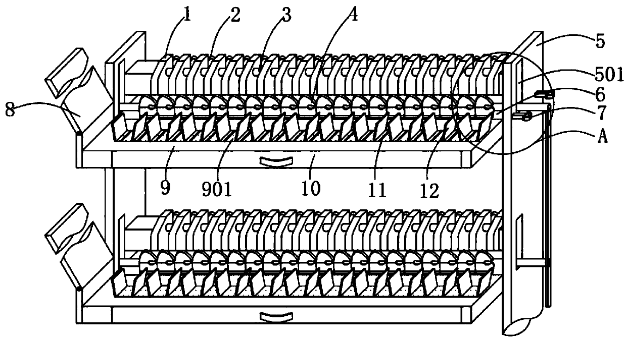 Adjustable yarn guiding frame for polyester monofilaments