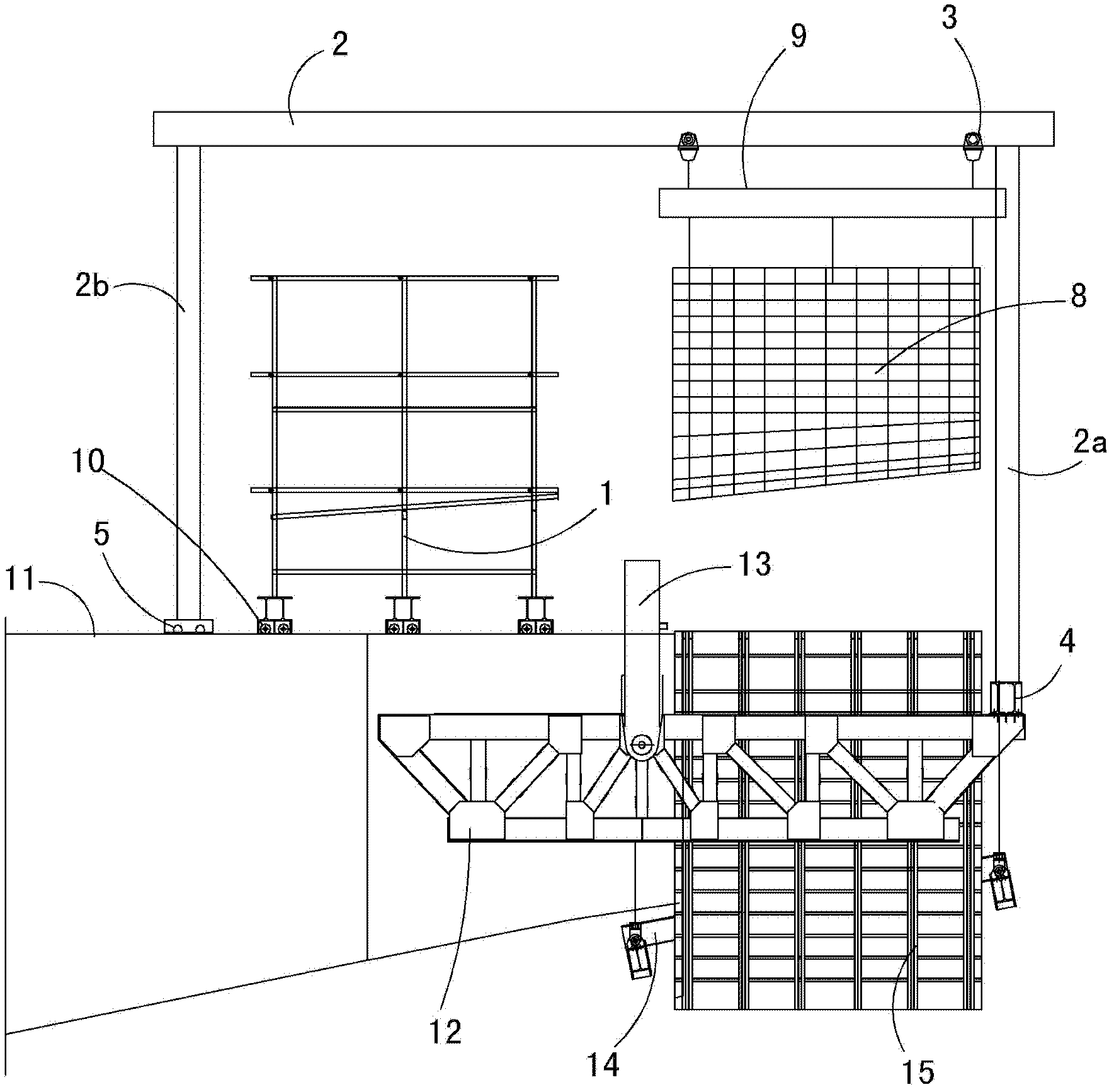 Integrated construction equipment for binding and lifting continuous beam steel reinforcement framework and construction method