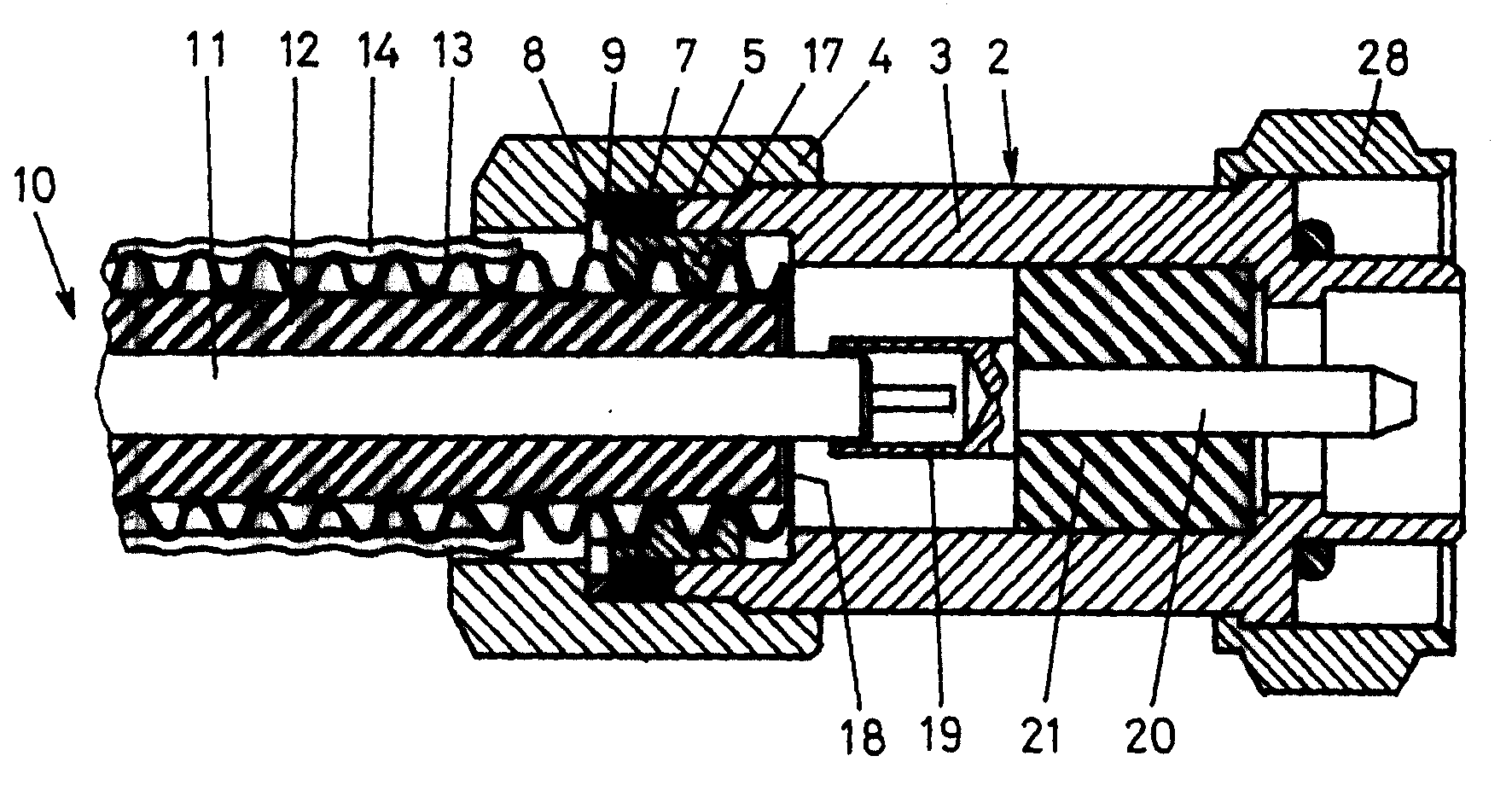 Device for electronically contacting an electrically conductive part of a high-frequency system