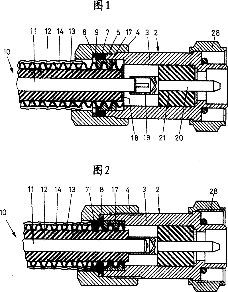 Device for electronically contacting an electrically conductive part of a high-frequency system