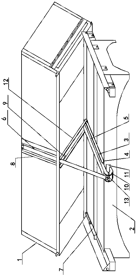 Lifting device used for horizontal moving type lateral overturning dump truck