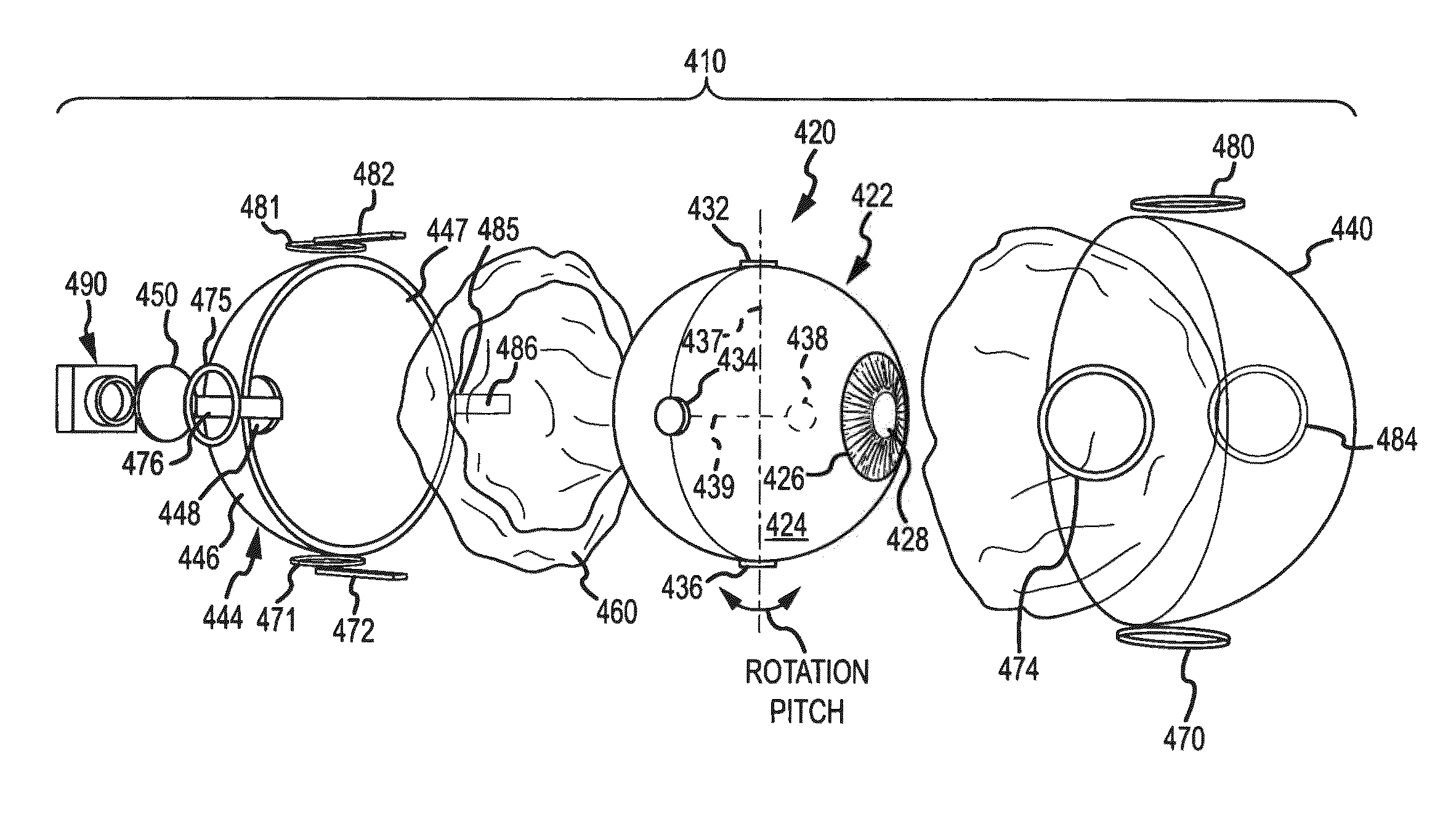 Animatronic eye with an electromagnetic drive and fluid suspension and with video capability
