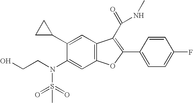 Pharmaceutical formulations containing 5-cyclopropyl-2-(4-fluorophenyl)-6-[(2-hydroxyethyl)(methylsulfonyl)amino]-n-methyl-1-benzofuran-3-carboxamide and method of making the same