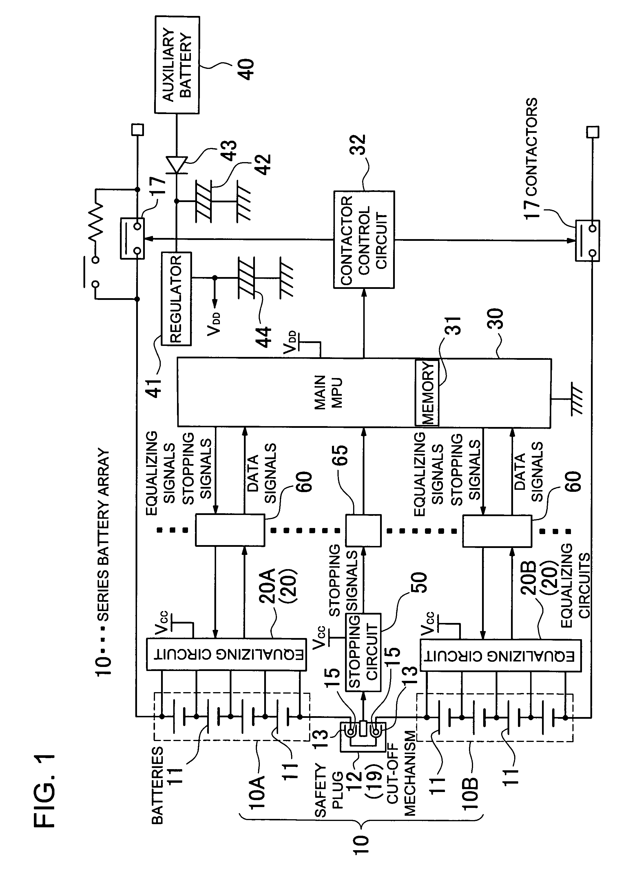 Car power source apparatus including removable cut-off mechanism to stop equalizing batteries