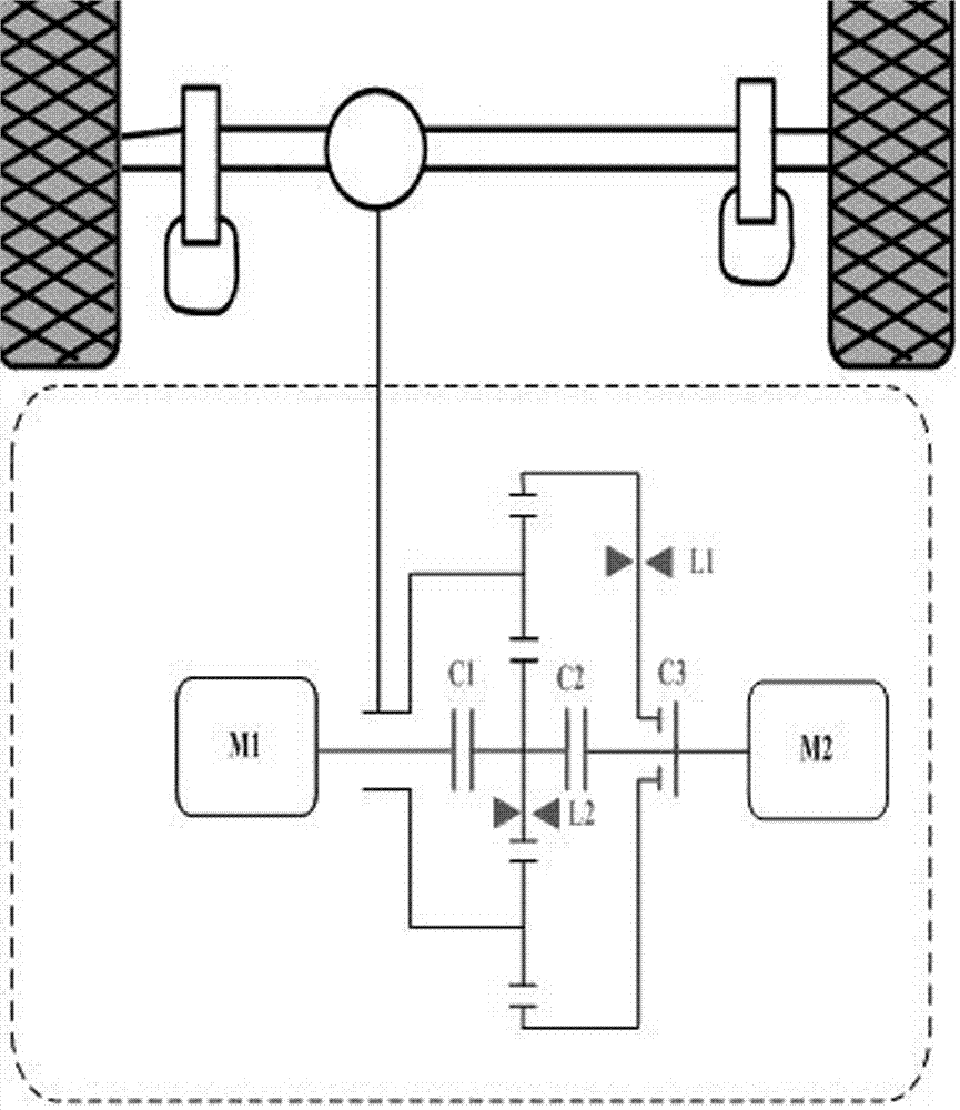 Two-motor and two-mode-coupling drive system of electric vehicle