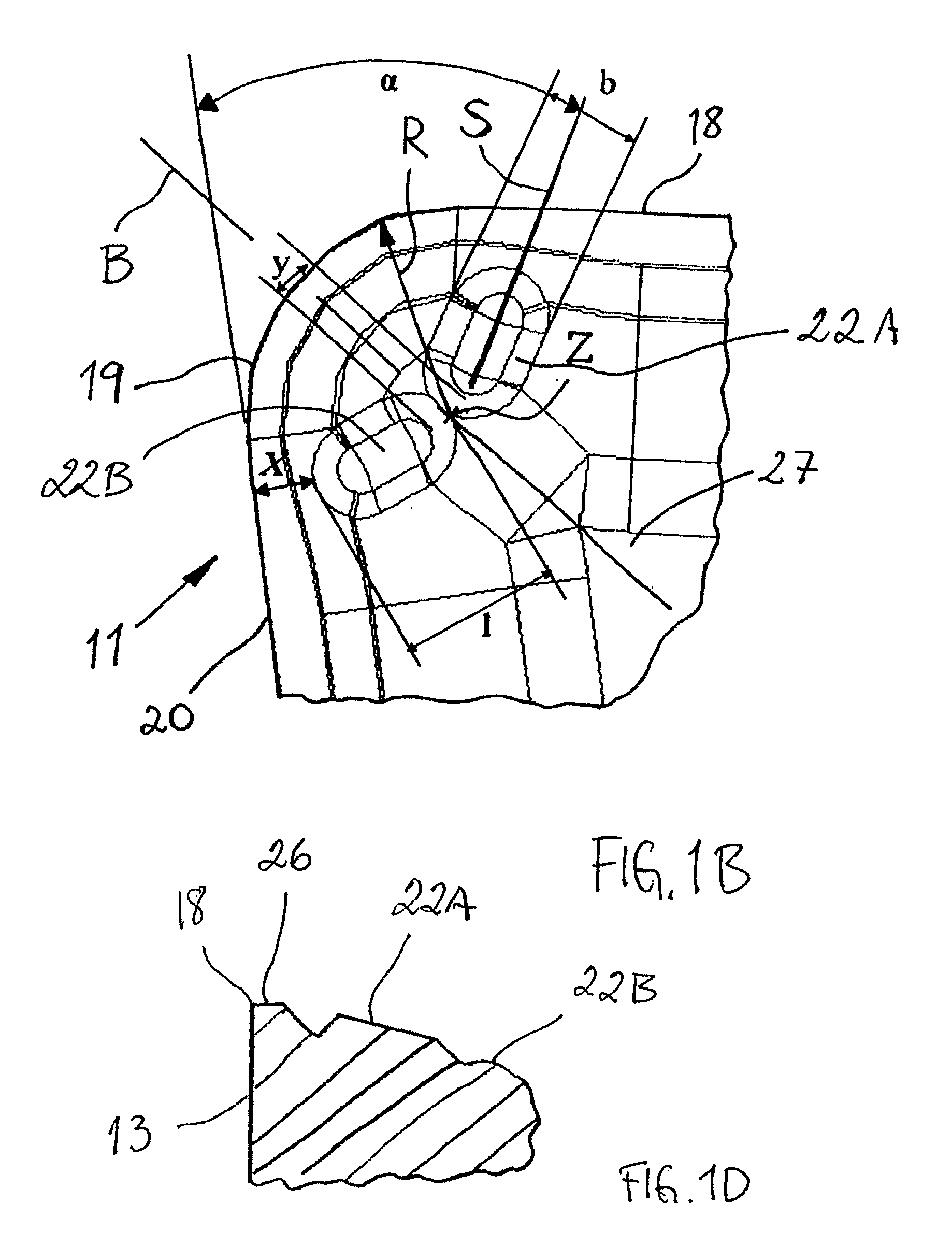 Cutting Insert for Turning with Chip-Breaker Arrangement Providing Room for a Cooling Jet