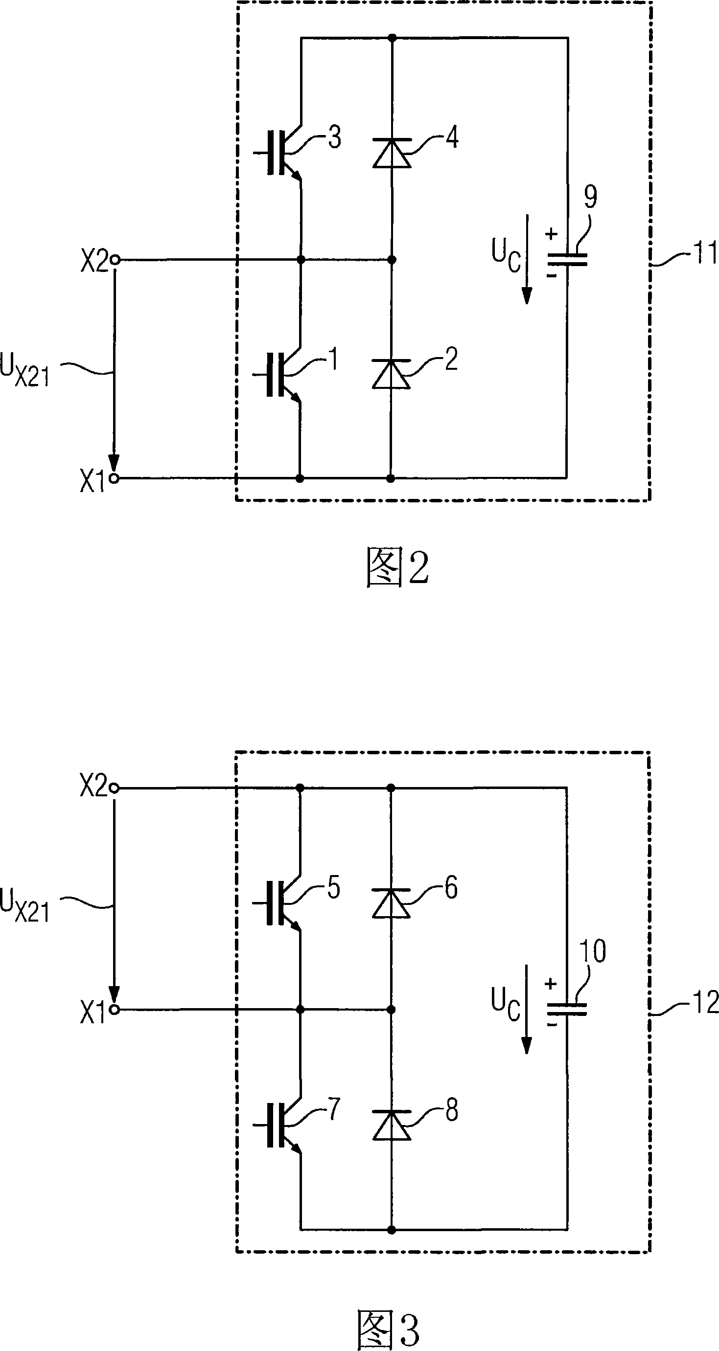Converter circuit comprising distributed energy stores