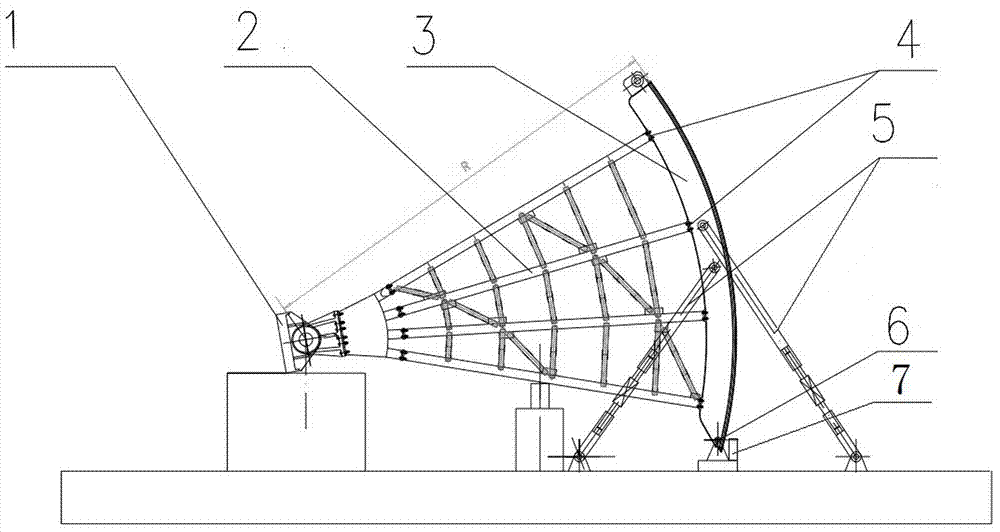 Adjustable arc gate leaf large-piece assembly device and assembly method thereof