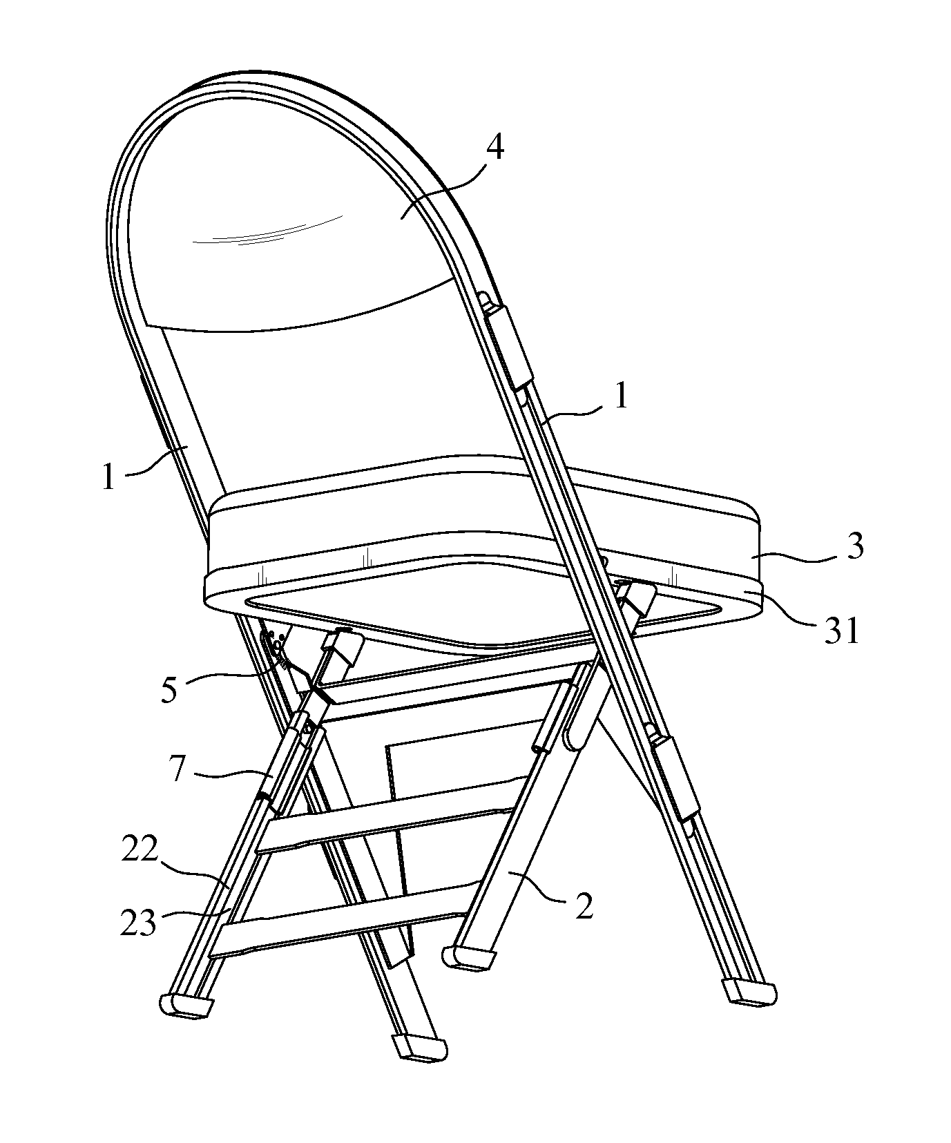 Mechanism for self folding up and cushing a seat of portable chair