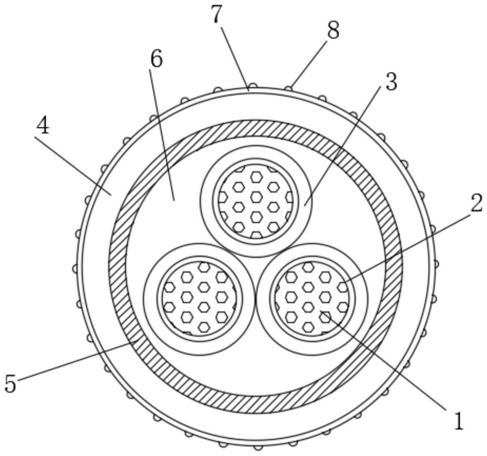 Three-phase heating cable