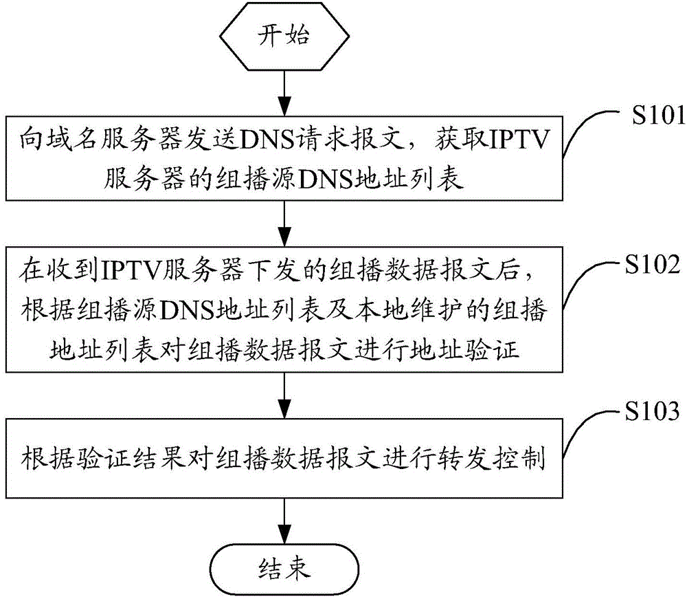 Domain name service (DNS) based multicast security control method and apparatus