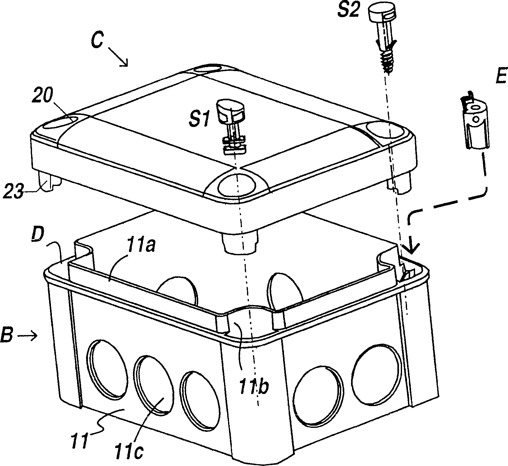 Closing device for electric box