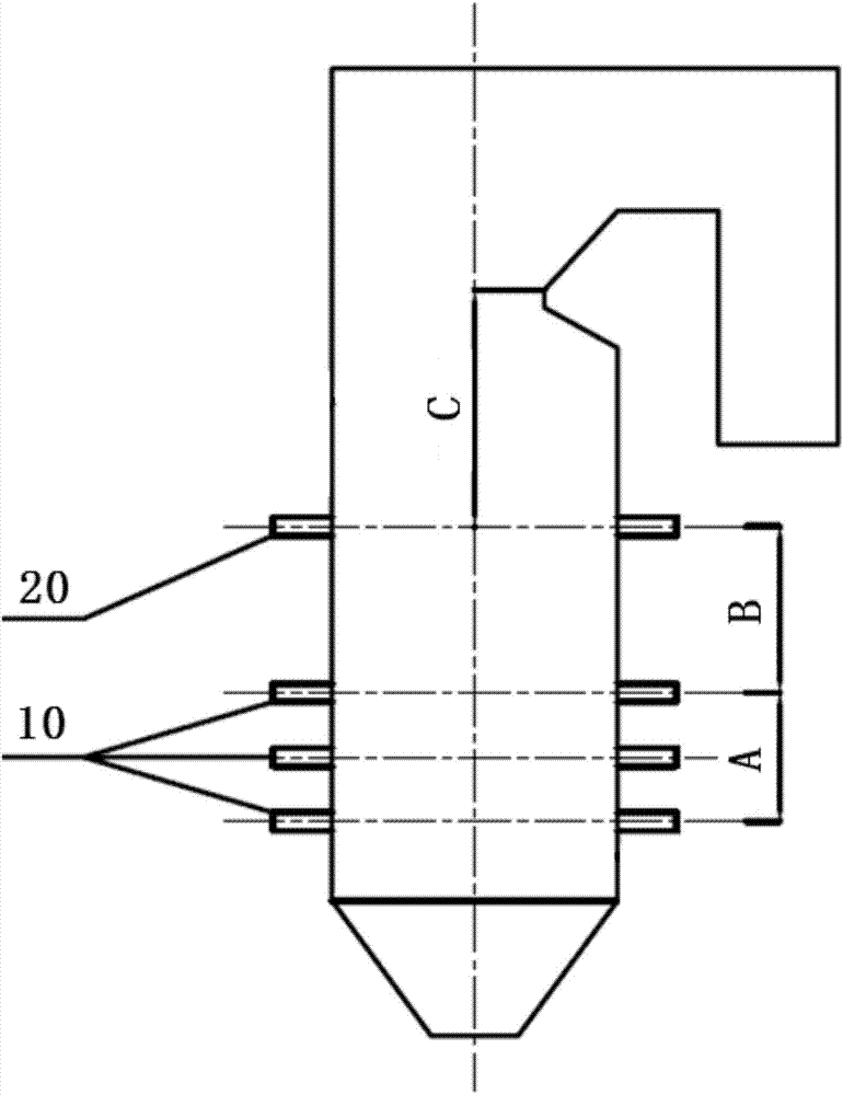 Firing method of wall type opposed firing boiler