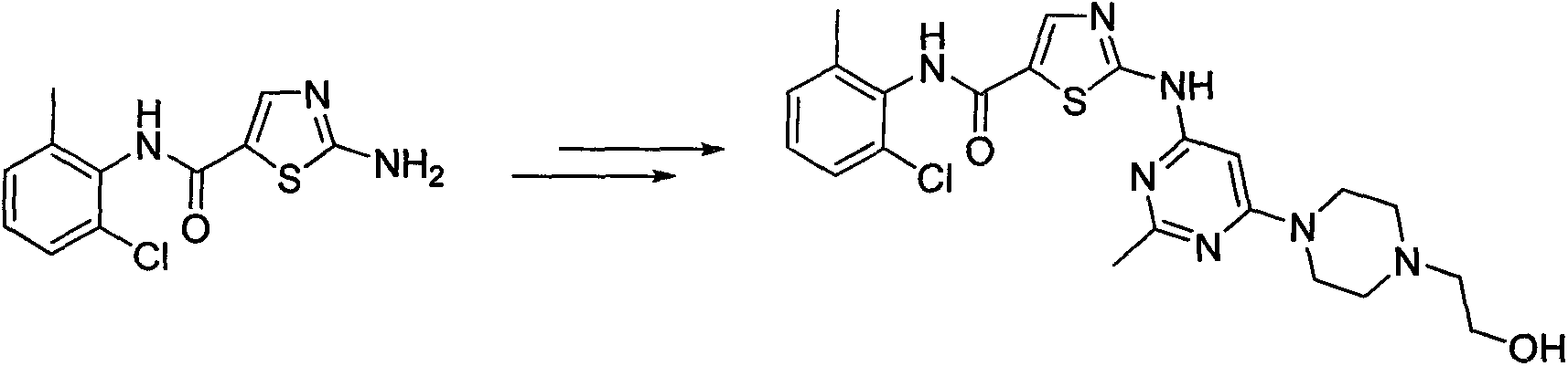 2-amino-N-(2-chloro-6-methyl phenyl)thiazole-5-carboxamide synthesis method