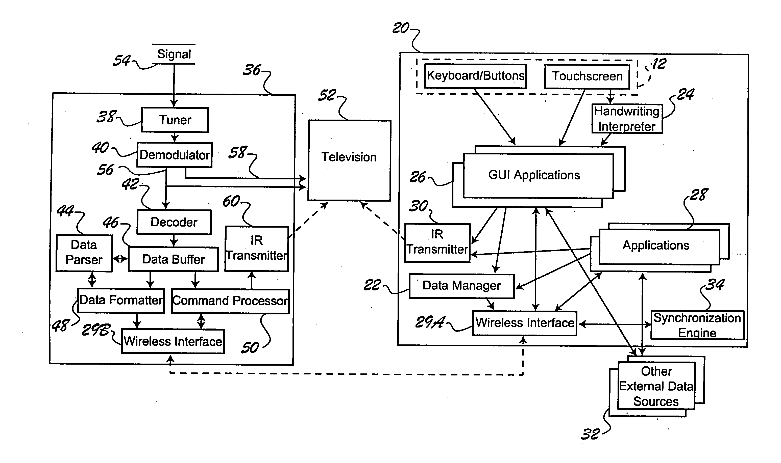 Utilization of data broadcasting technology with handheld control apparatus
