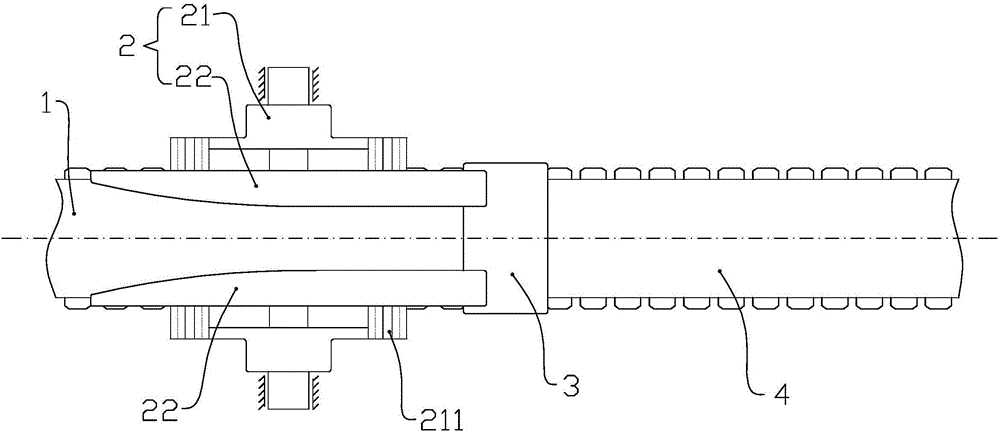 Cable coil integral discharging, delivering and transferring line