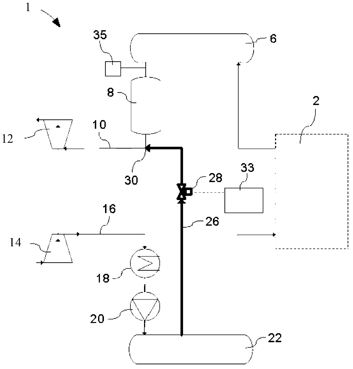 Large two-stroke diesel engine with an exhaust gas purification system