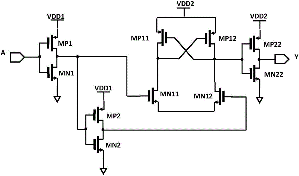Subthreshold level shifter having wide input voltage range