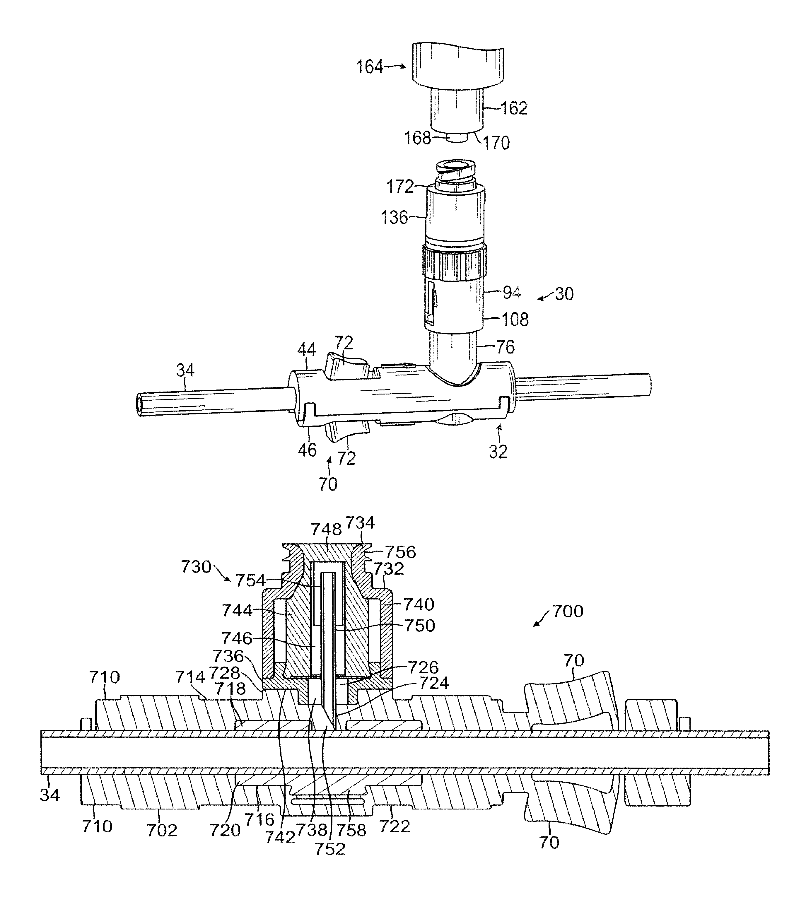 Apparatus for selectively establishing a needleless injection port on IV tubing, and associated methods