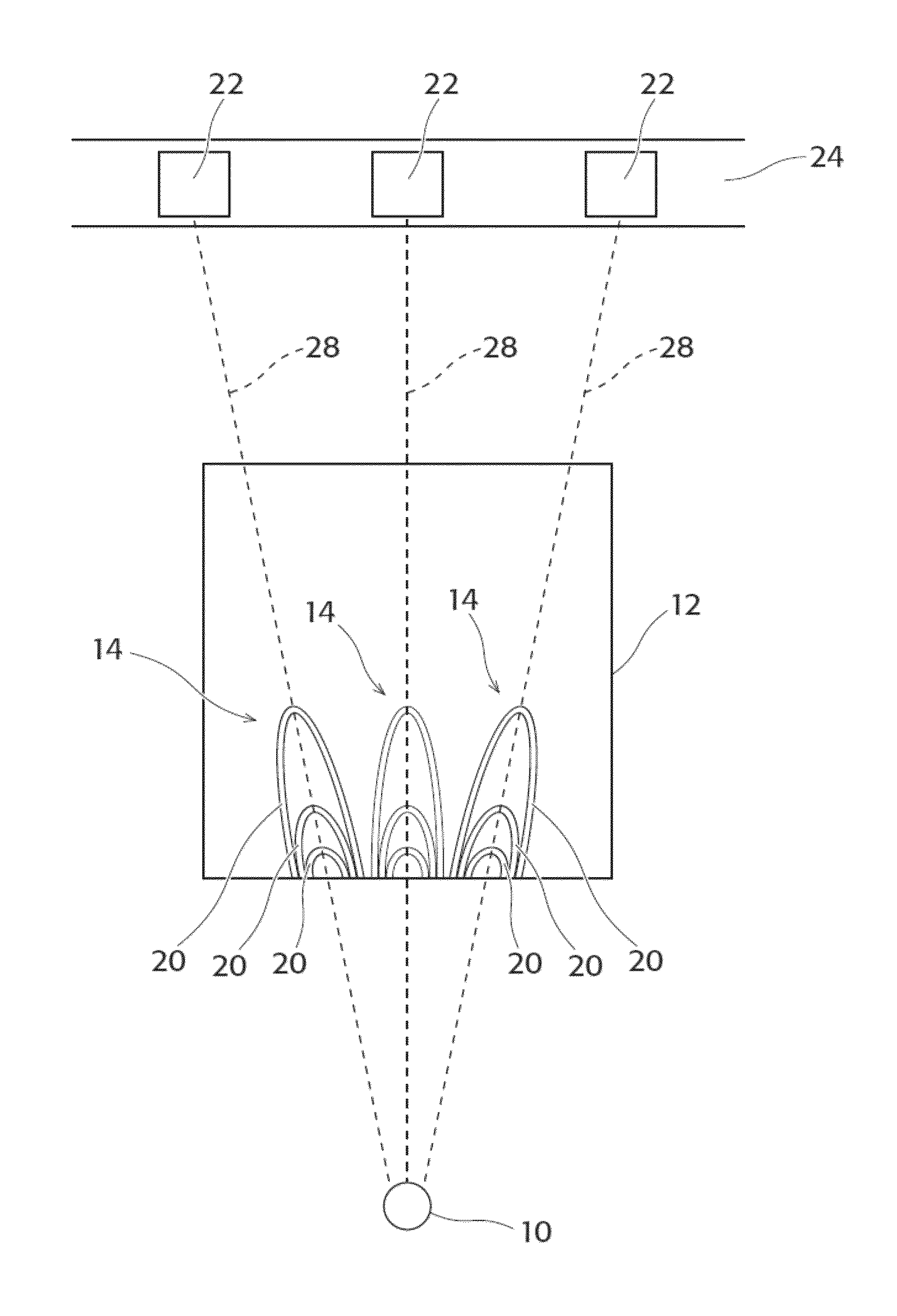 Device and method for determining the energetic composition of electromagnetic waves