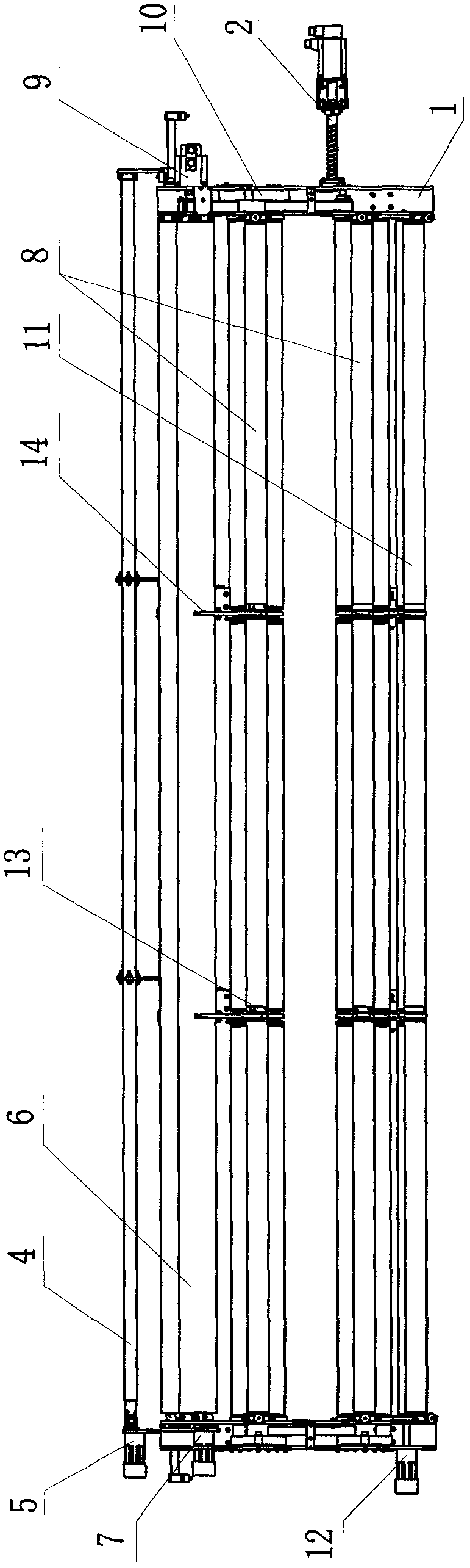 Roller drive mechanism of quilting and embroidering machine allowing multiple pieces of cloth to be connected