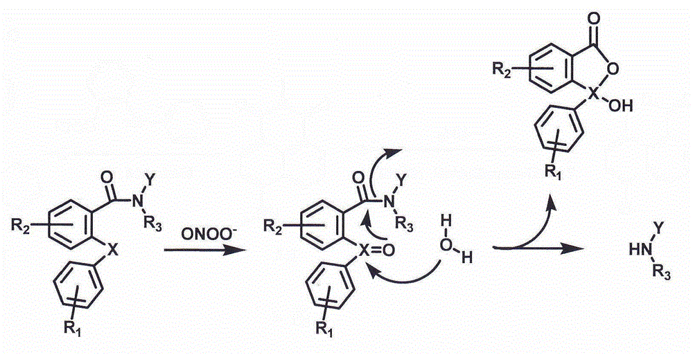 A fluorescent probe for detecting nitrosyl peroxide by cleavage of amide bond and its application