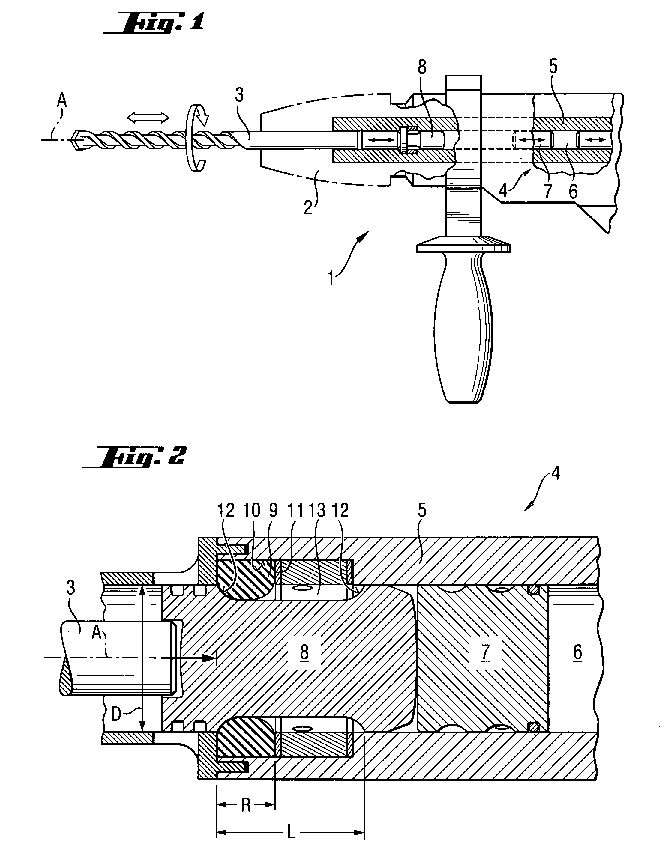 Hand-held power tool with pneumatic percussion mechanism