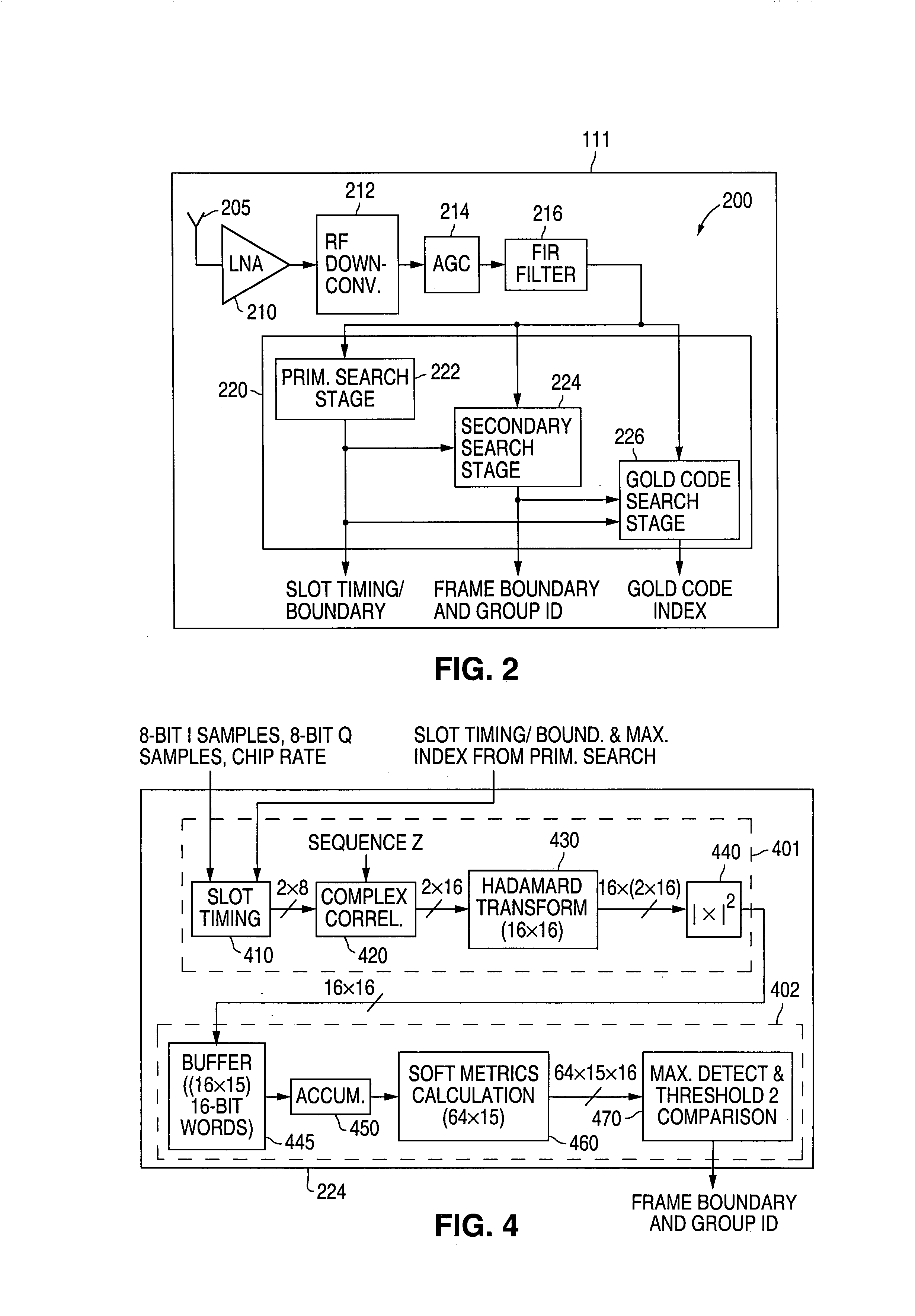 3GPP WCDMA receiver using pipelined apparatus and method for performing cell searches