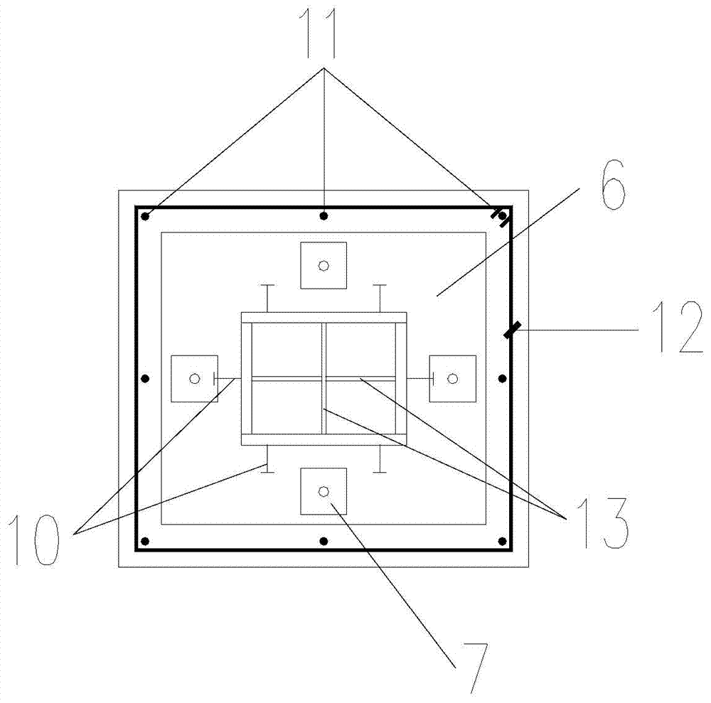 Layer added steel framework column base node on top of multi-layer concrete framework structure and construction method thereof